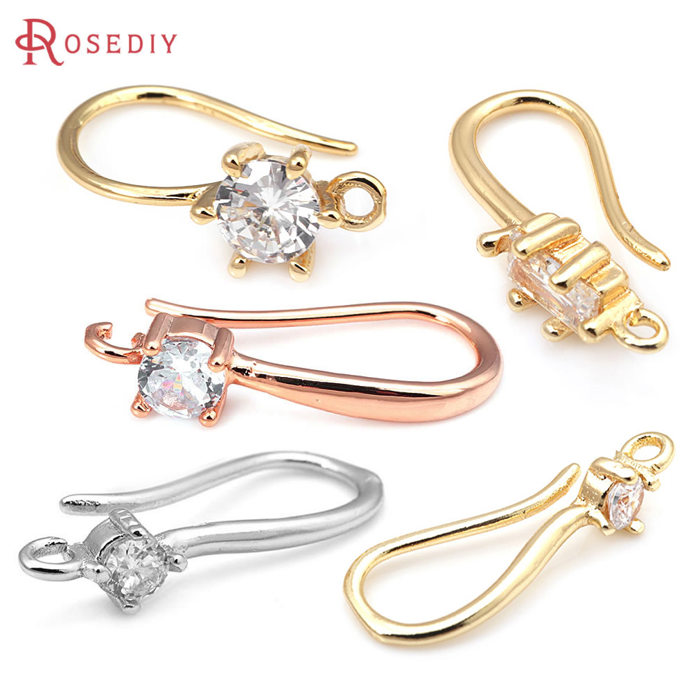 Jewelry Making Earring Supplies - 18K Gold Color Brass with Zircon
