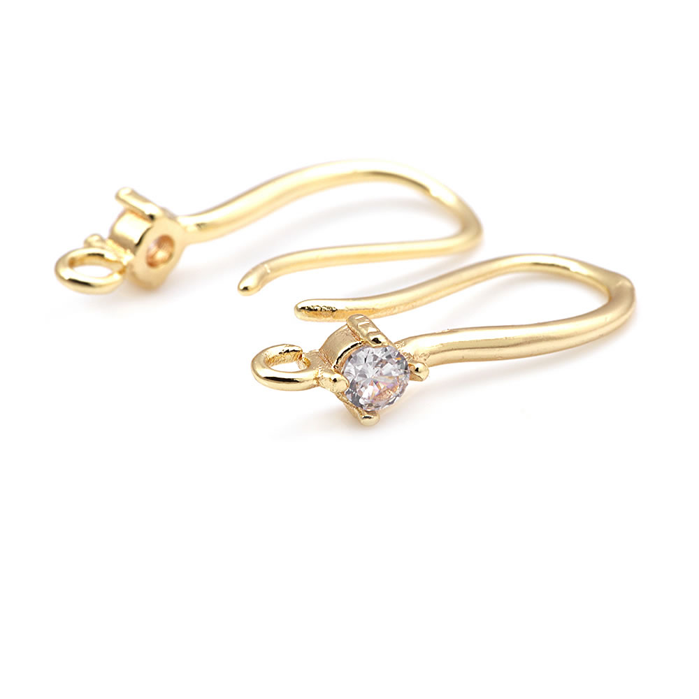 18K Gold Color Brass with Zirc - Jewelry Making Earring Supplies 评论和价格