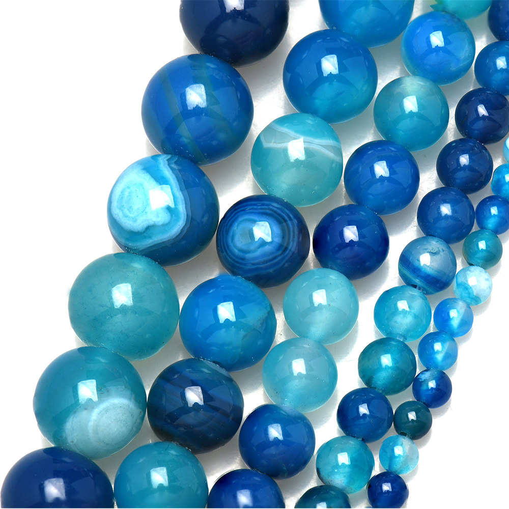 Natural Stone Banded Blue Lace - Jewelry Making Gemstones 评论和价格