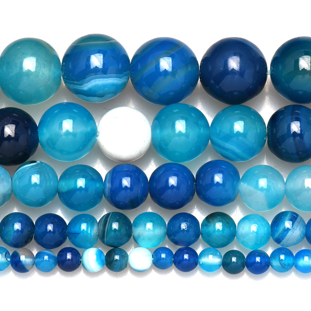 Natural Stone Banded Blue Lace - Jewelry Making Gemstones 评论和价格