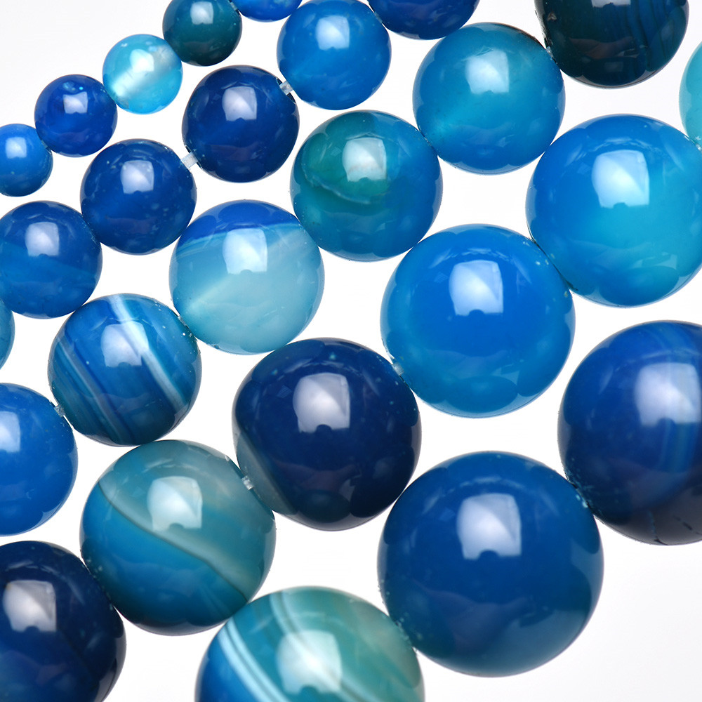 Natural Stone Banded Blue Lace - Jewelry Making Gemstones 评论和价格