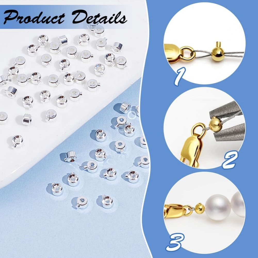 60PCS Brass Crimp Beads 925 St - Jewelry Making Charms 评论和价格