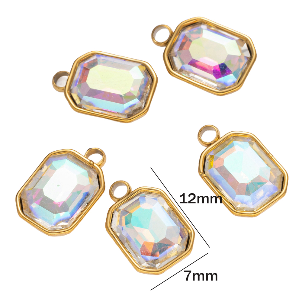5pcs Stainless Steel Glass Rhi - Jewelry Making Gemstones 评论和价格