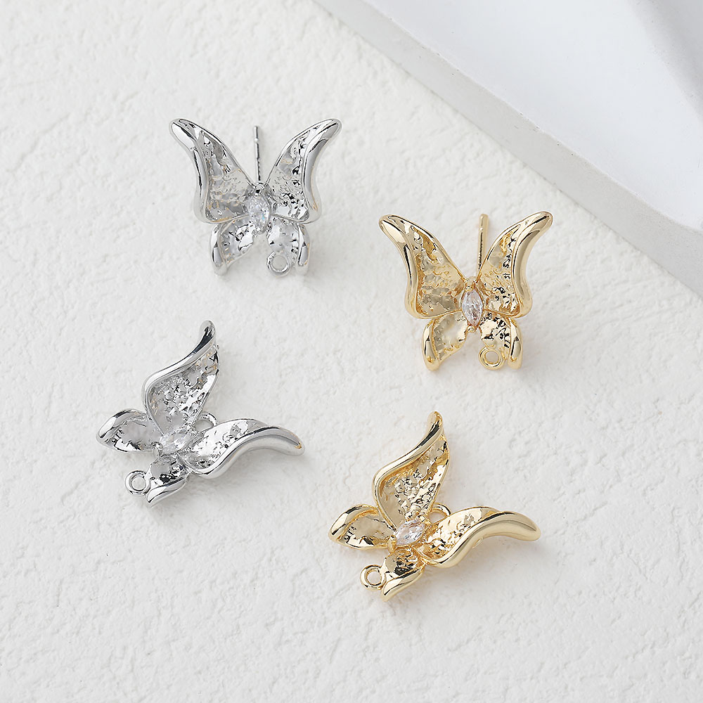 2PCS Dainty Butterfly Ear Stud - Jewelry Making Charms 评论和价格