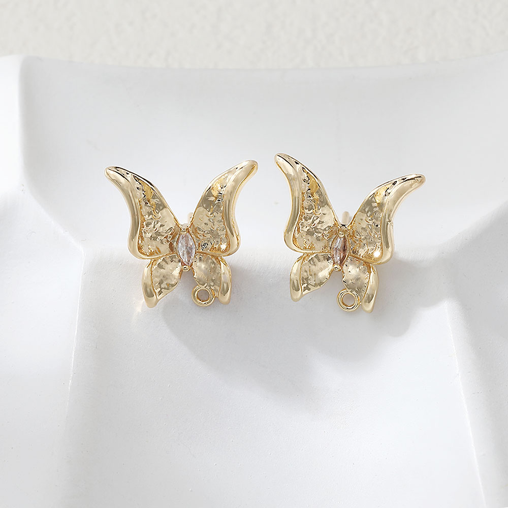 2PCS Dainty Butterfly Ear Stud - Jewelry Making Charms 评论和价格