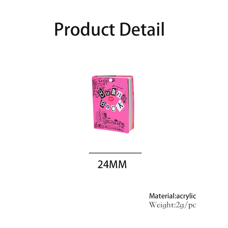 Pink Burn Book Acrylic Pendant - Jewelry Making Books 评论和价格
