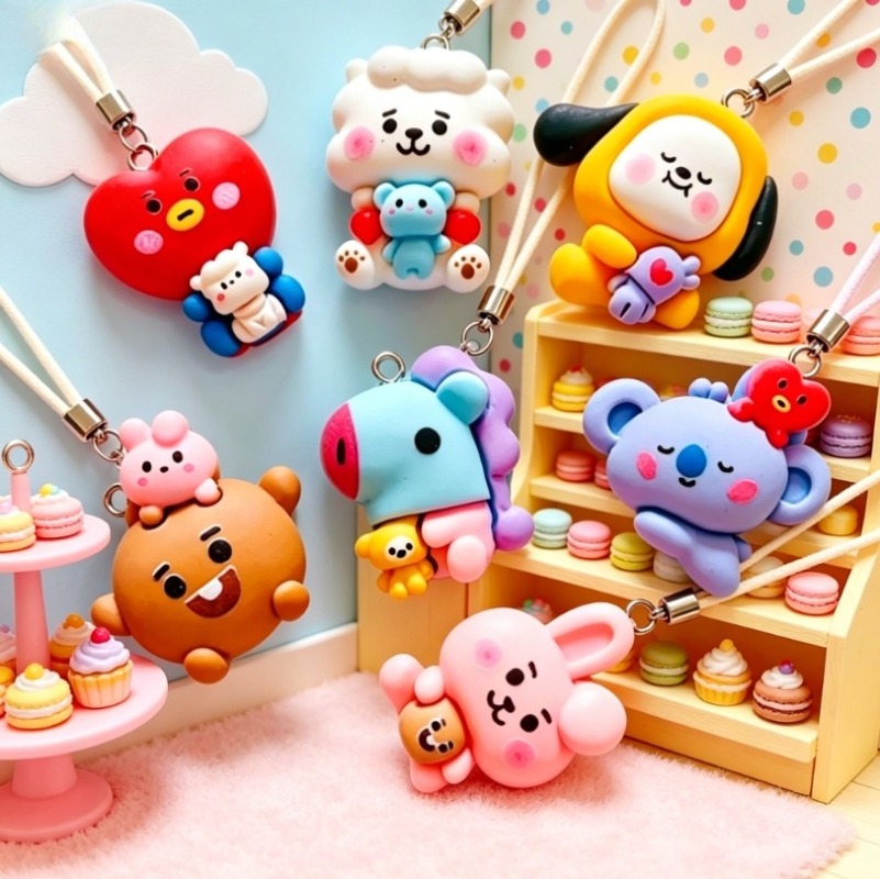 7pcs BT21 Resin Cartoon Charm  - Jewelry Making Earring Supplies 评论和价格