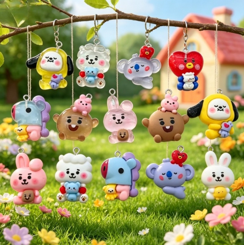 7pcs BT21 Resin Cartoon Charm  - Jewelry Making Earring Supplies 评论和价格